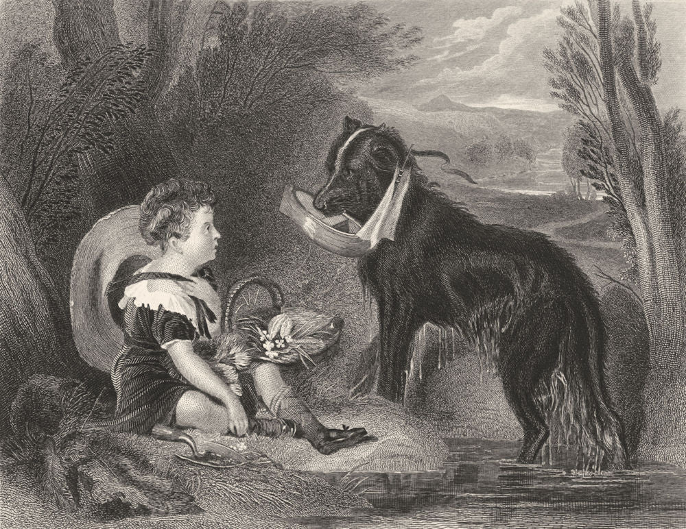 CHILDREN. The Friends-Landseer c1880 old antique vintage print picture